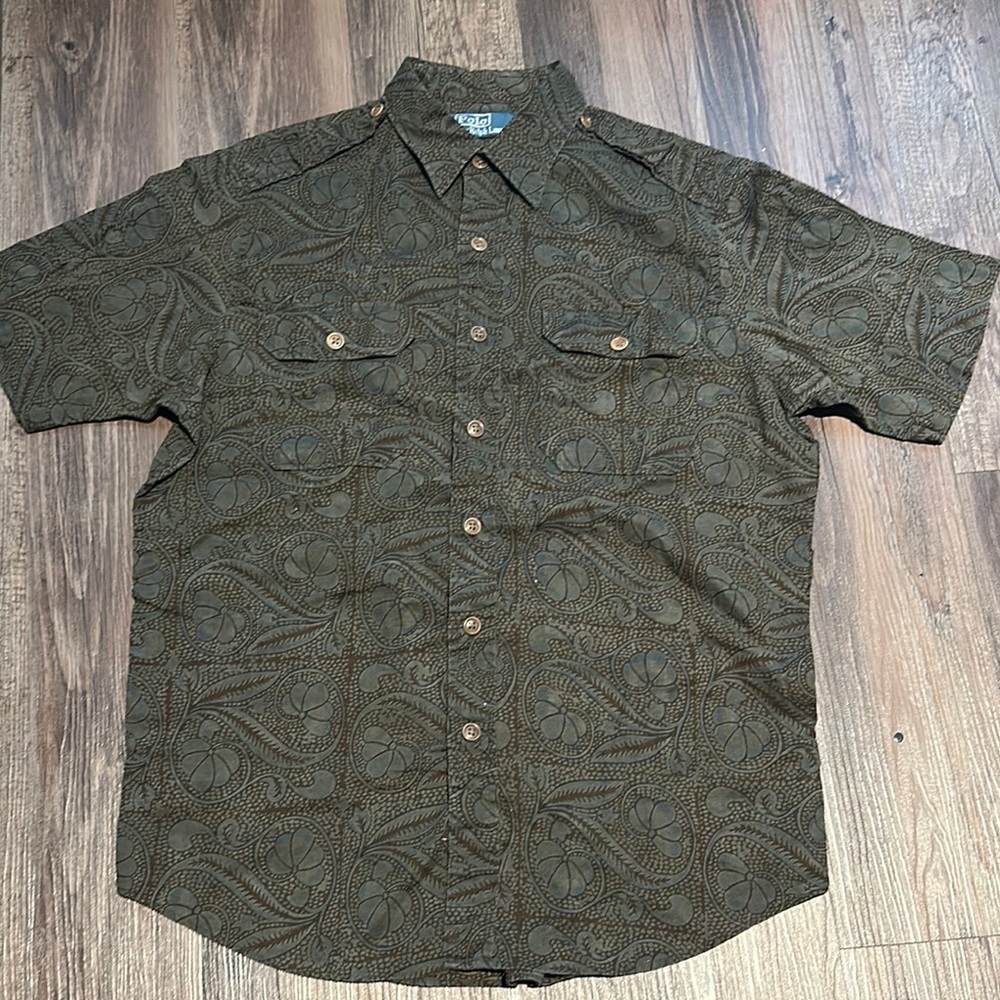 Vintage polo Ralph Lauren Olive Green Paisley Men's Shirt